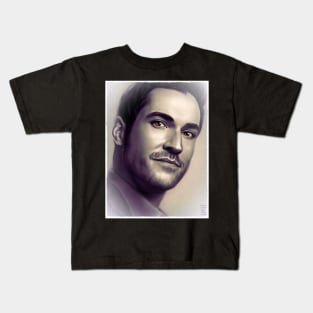 Lucifer Portrait with Red Eyes Kids T-Shirt